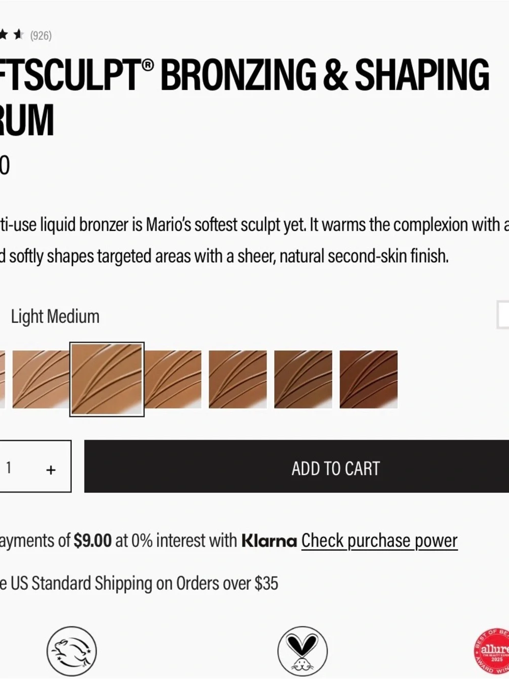 NIB Makeup by Mario SoftSculpt Bronzing and Sculpting Serum Full SZ Light Medium